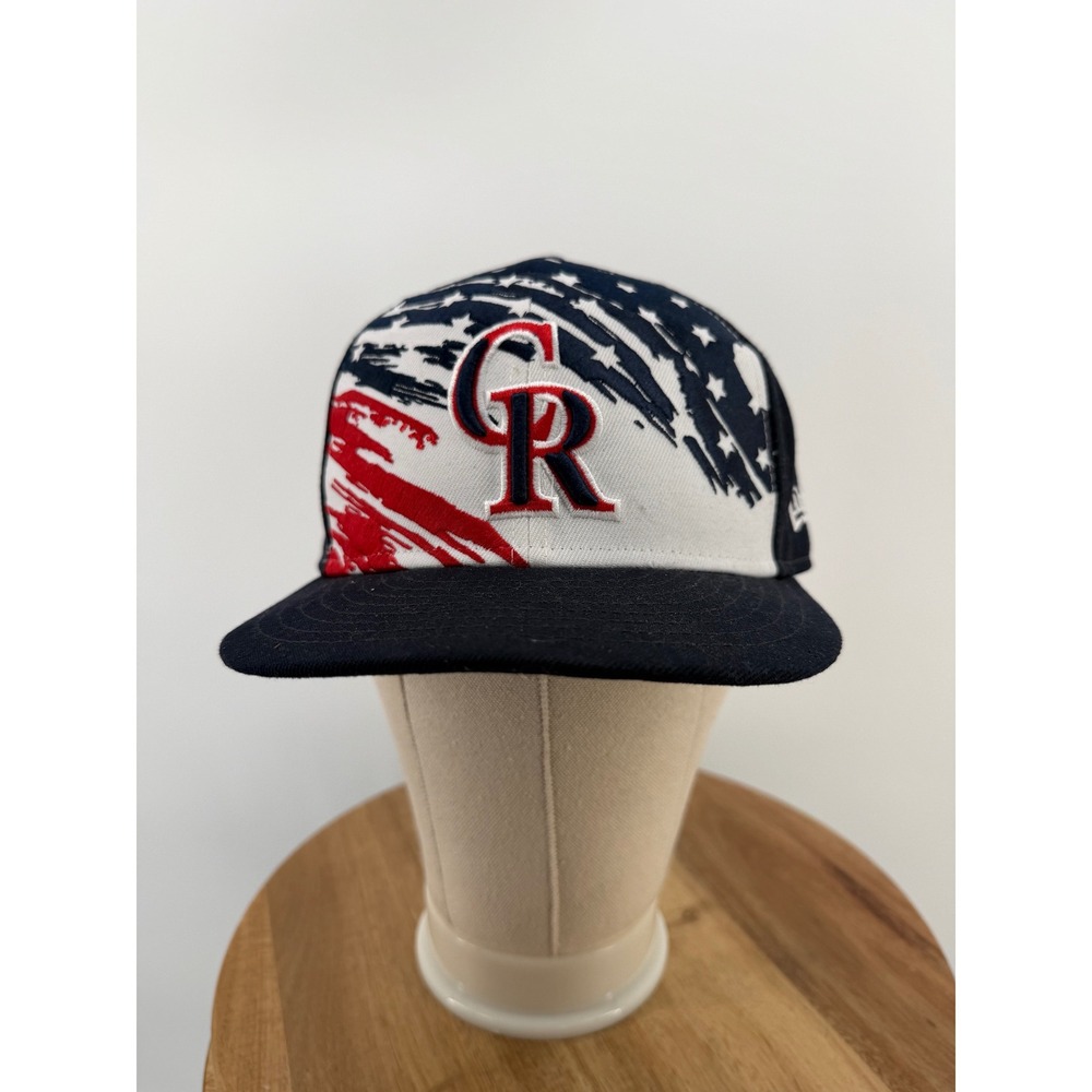 New Era 59FIFTY Colorado‎ Rockies Hat Navy Stars Stripes American  Fitted 7 3/4